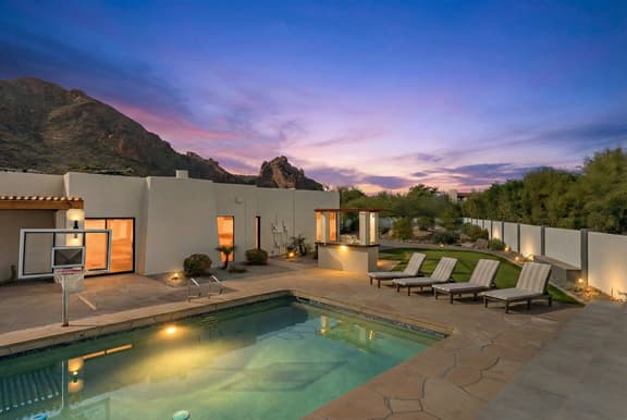 Luxury estate w/ heated pool & Camelback views