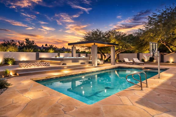 Modern estate w/heated pool & outdoor kitchen